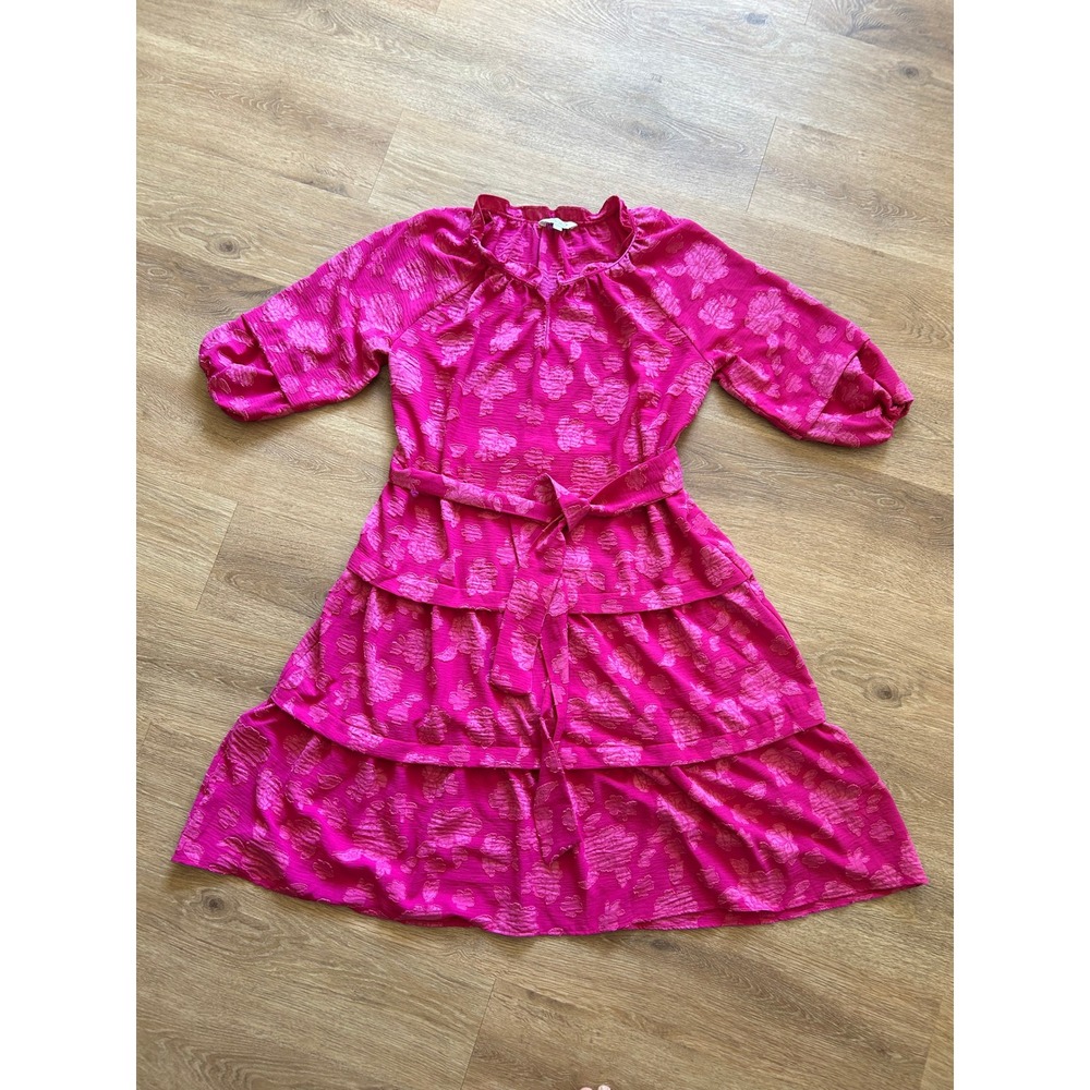 The Pioneer Woman Magenta Pink Floral Jacquard Tiered Mini Dress XXL 171580336PW